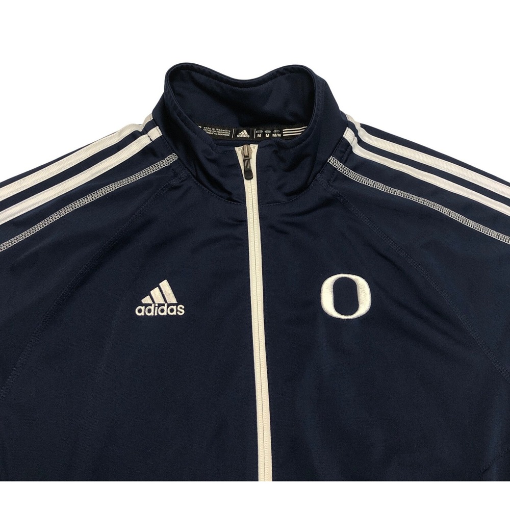 Adidas Oregon Ducks Mens Navy‎ Blue Full Zip Track Jacket 3-Stripes 6916A Medium - Picture 3 of 9